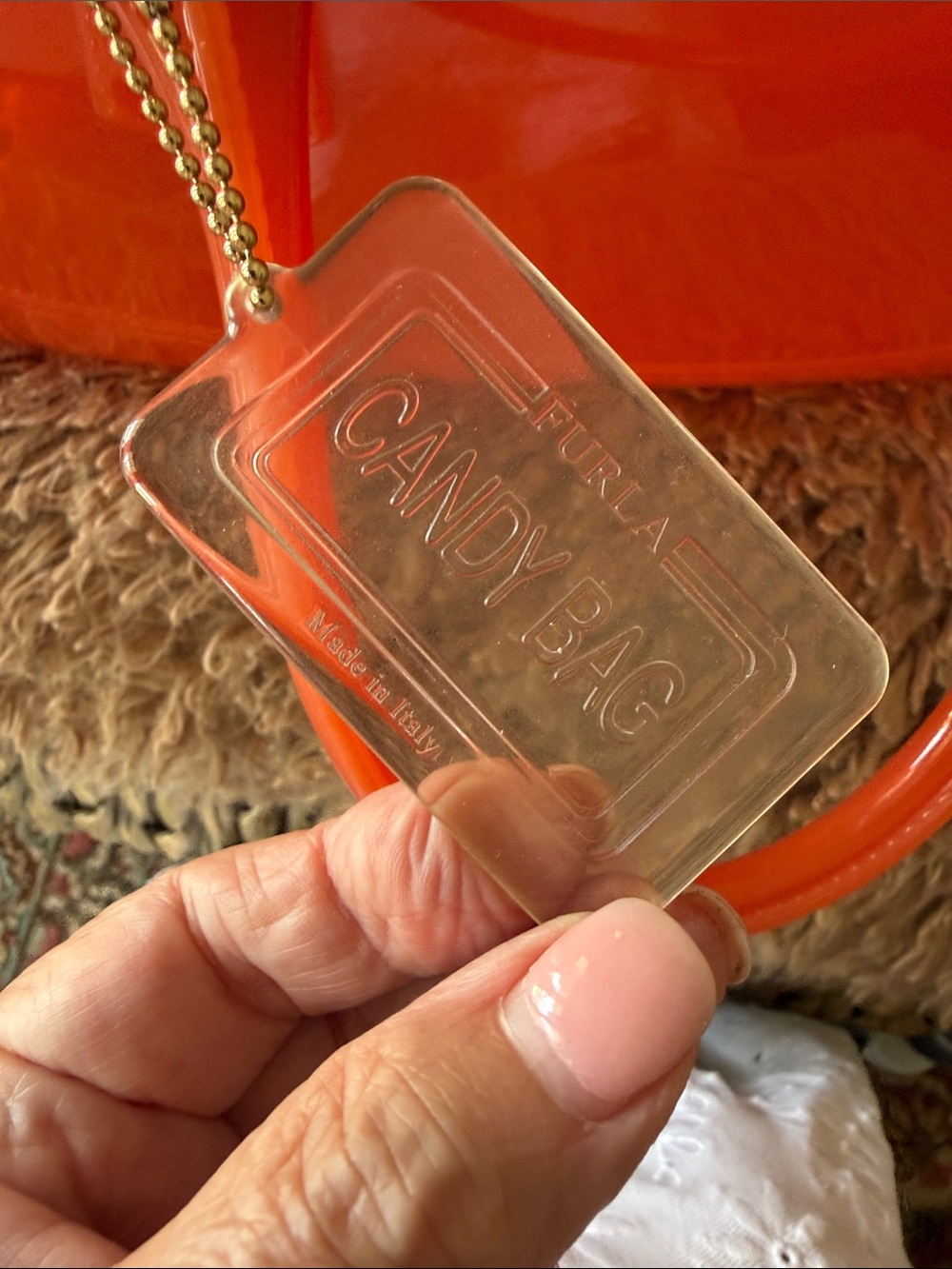 Furla Glossy Orange Patent Dome Satchel - Picture 2 of 6